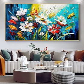 Handmade Oil Painting Canvas Wall Art Decor Original Colorful Blooming Flower painting Abstract Floral Painting for Home Decor