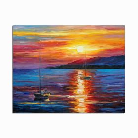 Modern Abstract Seascape Posters and Prints Wall Art Canvas Painting Sea Boat Decorative Pictures for Living Room Home Decor