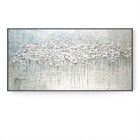 Top Selling Handmade Abstract Oil Painting Wall Art Modern Minimalist White Flowers Picture Canvas Home Decor For Living Room Bedroom No Frame