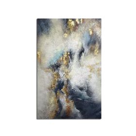 Handmade Top Selling Abstract Oil Painting Wall Art Modern Minimalist Blue Color Gold Foil Picture Canvas Home Decoration For Living Room No Frame