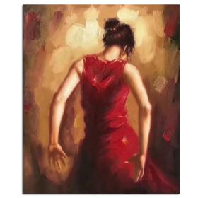 Ha's Art 100% Hand Painted Abstract Oil Painting Wall Art Minimalist Dancing Girl Picture Canvas Home Decor For Living Room Bedroom No Frame