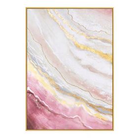 Hand Painted Gold Foil Abstract Oil Painting Wall Art Modern Minimalist Pink Marble Picture Canvas Home Decor For Living Room No Frame