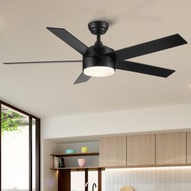 52 Integrated LED Light Matte Black Blade Ceiling Fan with Remote Control