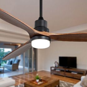 Ceiling Fan With Lights 3 Carved Wood Blade Noiseless Reversible Motor Remote