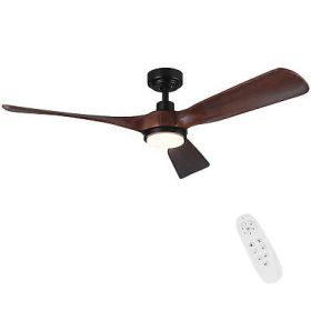 52 in. Integrated LED Indoor Brown Wood Ceiling Fan with Light Kit and Remote