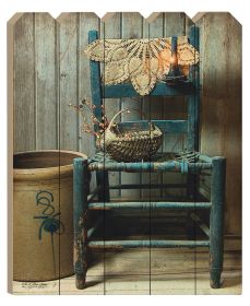 "This Old Chair" By Artisan Susie Boyer, Printed on Wooden Picket Fence Wall Art