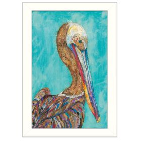 "Pelican I" By Lisa Morales, Printed Wall Art, Ready To Hang Framed Poster, White Frame