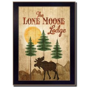 "Lone Moose" By Mollie B., Printed Wall Art, Ready To Hang Framed Poster, Black Frame