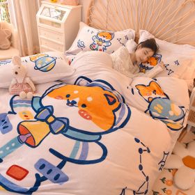 Cartoon Milk Flour Bed Set Of Four (Option: Planet Bear-Bed sheet style-1.5M)