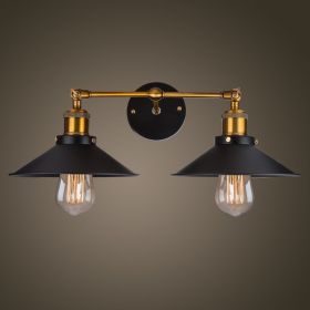 American Retro Industrial Style Decoration Iron Craft Wall Lamp (Option: Edison 40W-black double head)