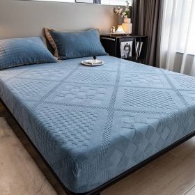 High Weight Milk Velvet Jacquard Bed Sheet (Option: Flora Dark Blue-90x200cm)