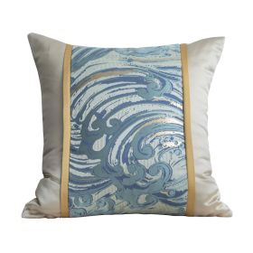 Blue Satin Jacquard Patchwork Pillowcase (Option: Blue-45x45cm)