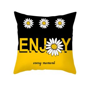 Modern Yellow Daisy Flower Cushion Cover Creative Letter Print Pillow Case (Option: TPR3551-45x45cm)