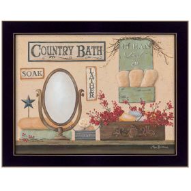 "Country Bath" By Pam Britton; Printed Wall Art; Ready To Hang Framed Poster; Black Frame (Color: as Pic)