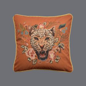 Living Room Sofa Retro Tassel Backrest Cushion Pillow Waist Pillow With Core (Option: Leopard orange-Pillowcase-Heavy rope)